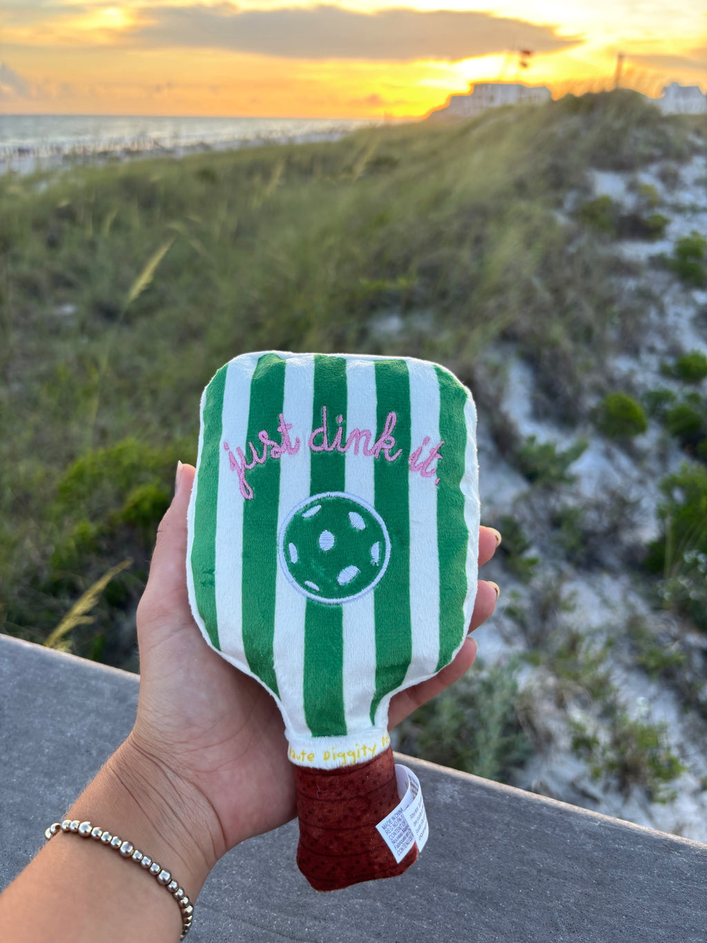 Green Stripe Pickleball Paddle Toy