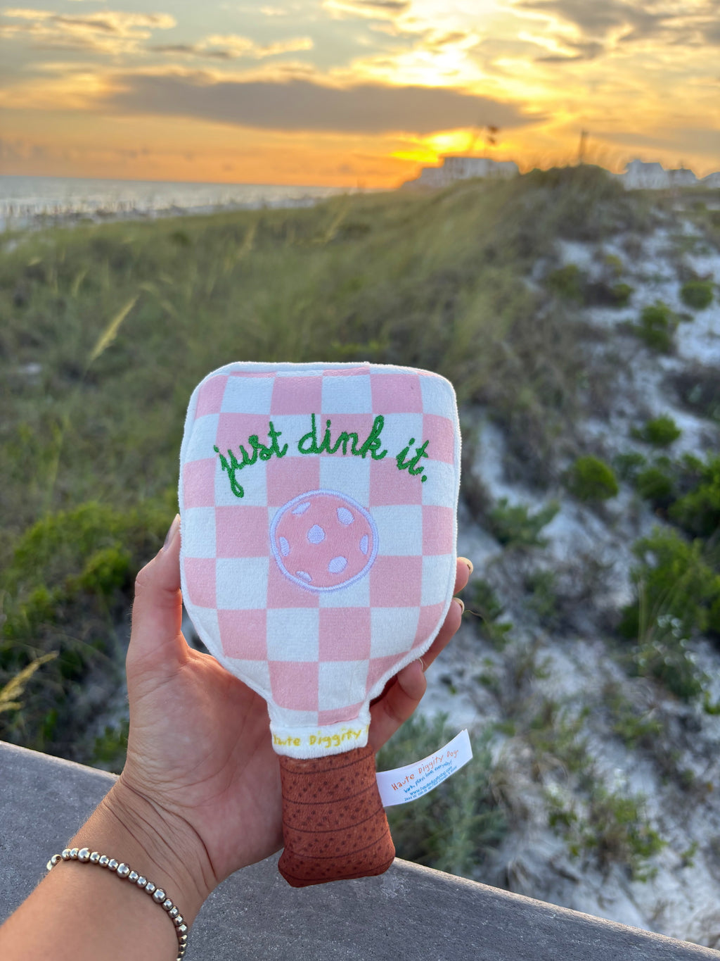 Pink Checker Pickleball Paddle Toy