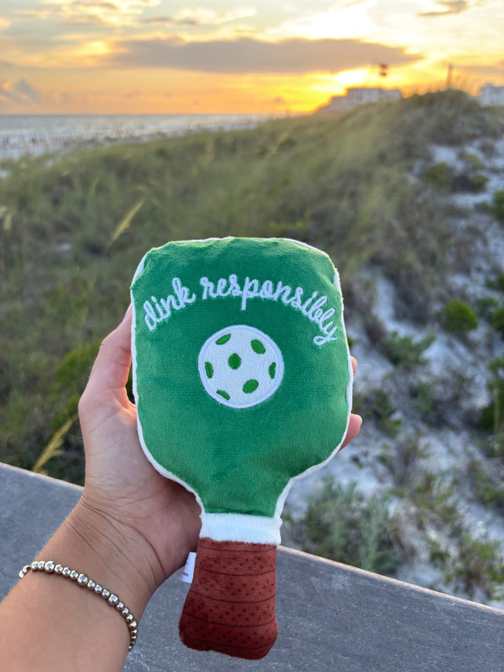 Green Stripe Pickleball Paddle Toy
