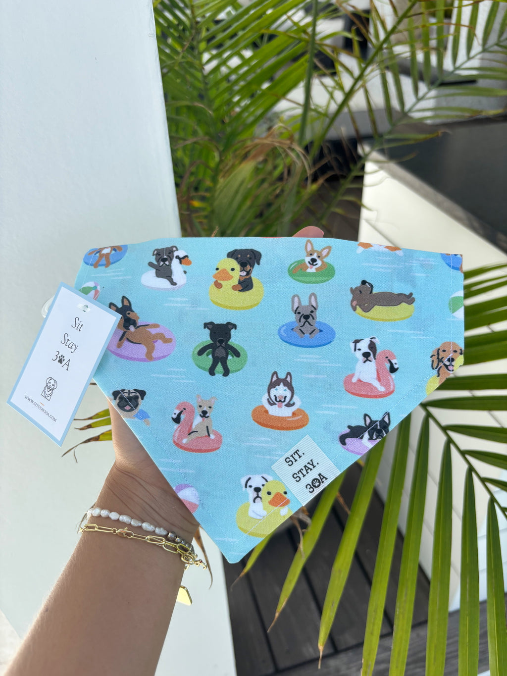 Dogs On Floaties Slip Collar Bandana